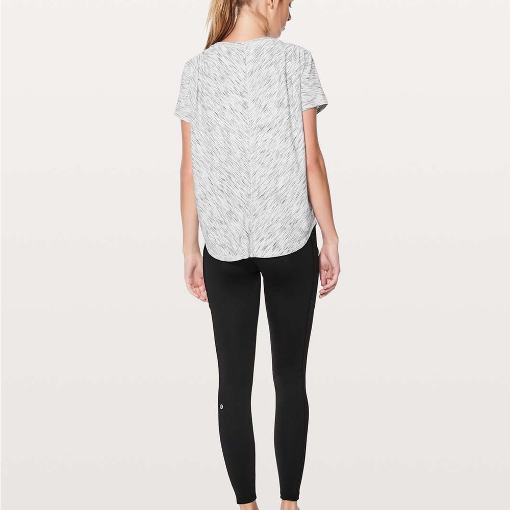 Lululemon Meant To Move Tee Tiger Space Dye Black White Size 8 - Picture 3 of 6